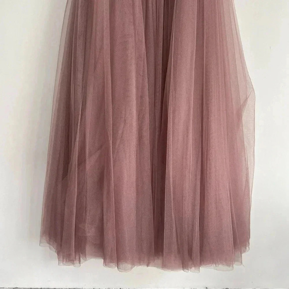 Waters BHLDN Tinsley Dress Rosey Mauve Tulle Sleeveless Bridesmaid Bow Size 0 - Picture 10 of 15